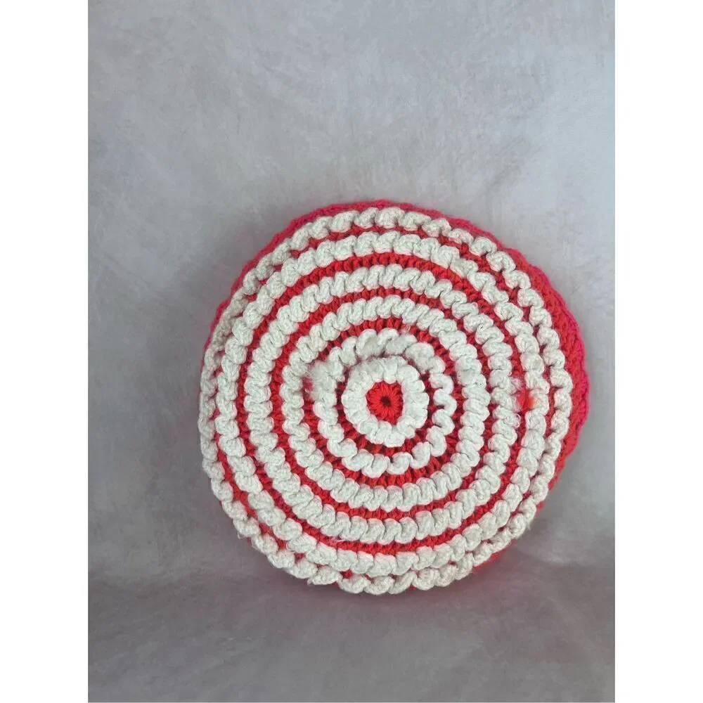 Vintage Mod Afghan Crochet Pillow 1970s